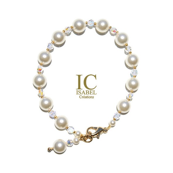 Bracelet Perle Blanche de Cristal Nacré The First