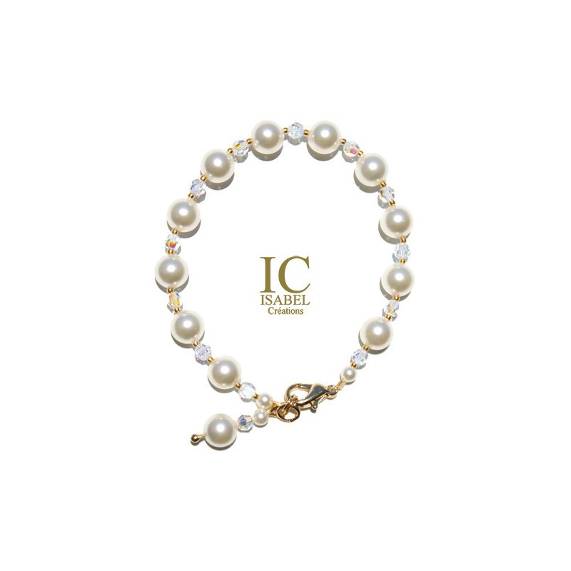 Bracelet Perle Blanche de Cristal Nacré The First