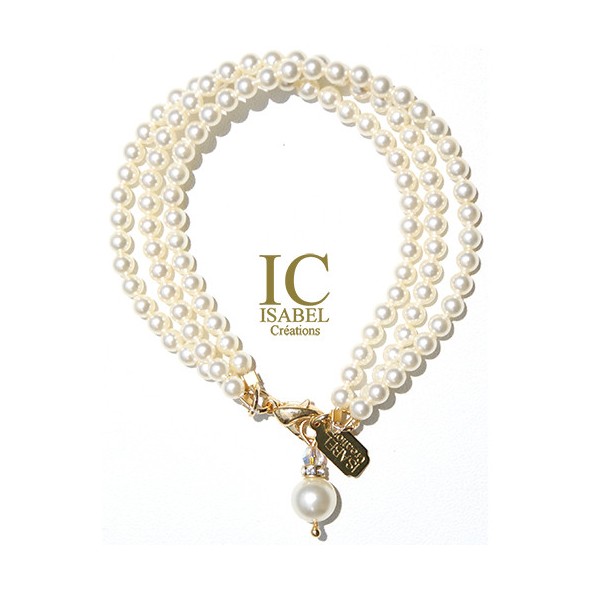3 Bracelets Perle Blanche de Cristal Nacré