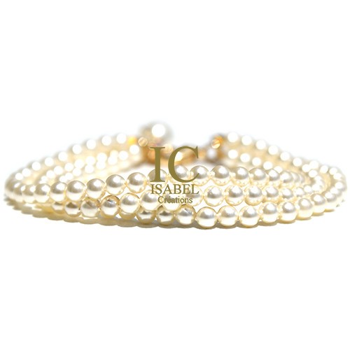 3 Bracelets Perle Blanche de Cristal Nacré