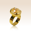 Bague Cabochon Ovale Cristal Doré