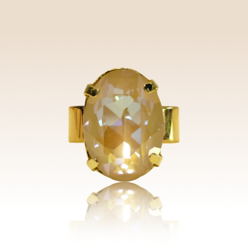 Bague Cabochon Ovale Cristal Doré