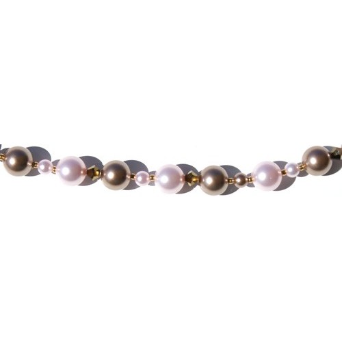 Pink and Bronze Pearl Crystal Necklace