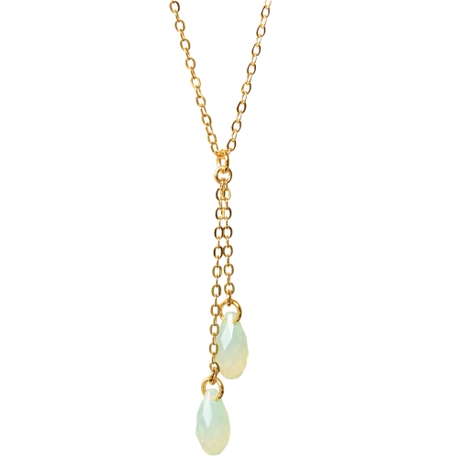 Collier Gouttes Cristallines Cristal Opale Jade
